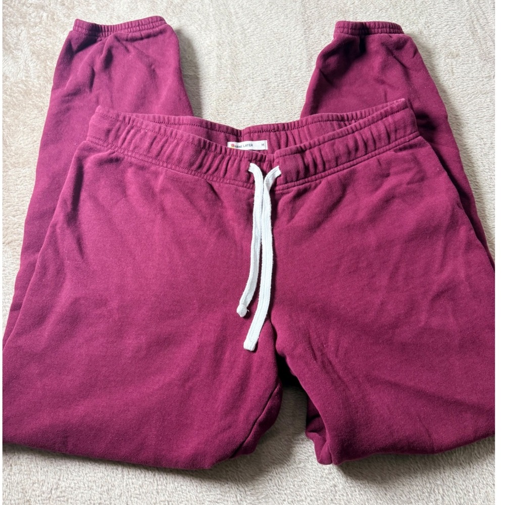 Marine Layer Womens Burgundy Jogger Sweatpants Size M Cozy Lounge Athletic
